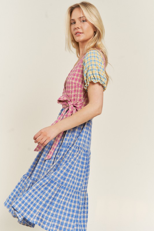 Jade by Jane COLORBLOCK GINGHAM DRESS