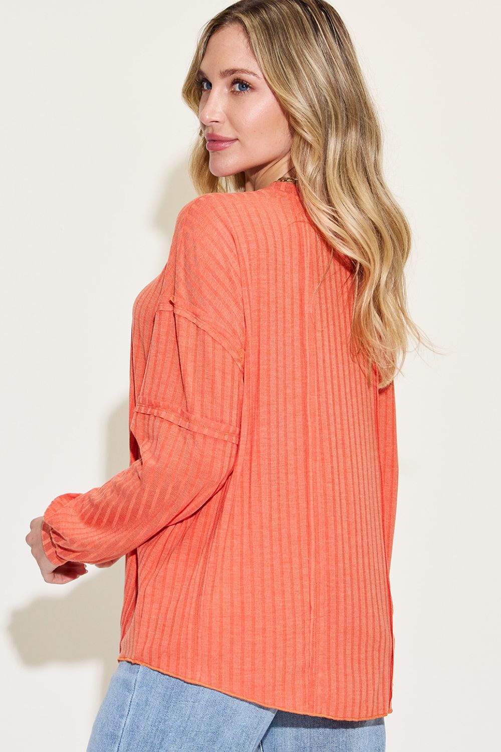 Basic Bae Ribbed Round Neck Long Sleeve Top