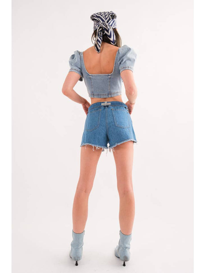 Signature 8 Crop Bustier Denim Top - Boho Soho