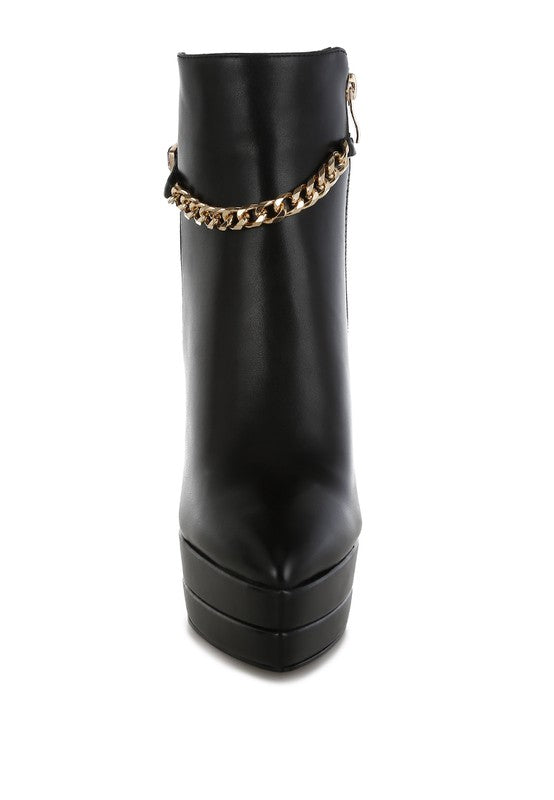 London Rag Luxe Narok Metallic Chain Detail Boots