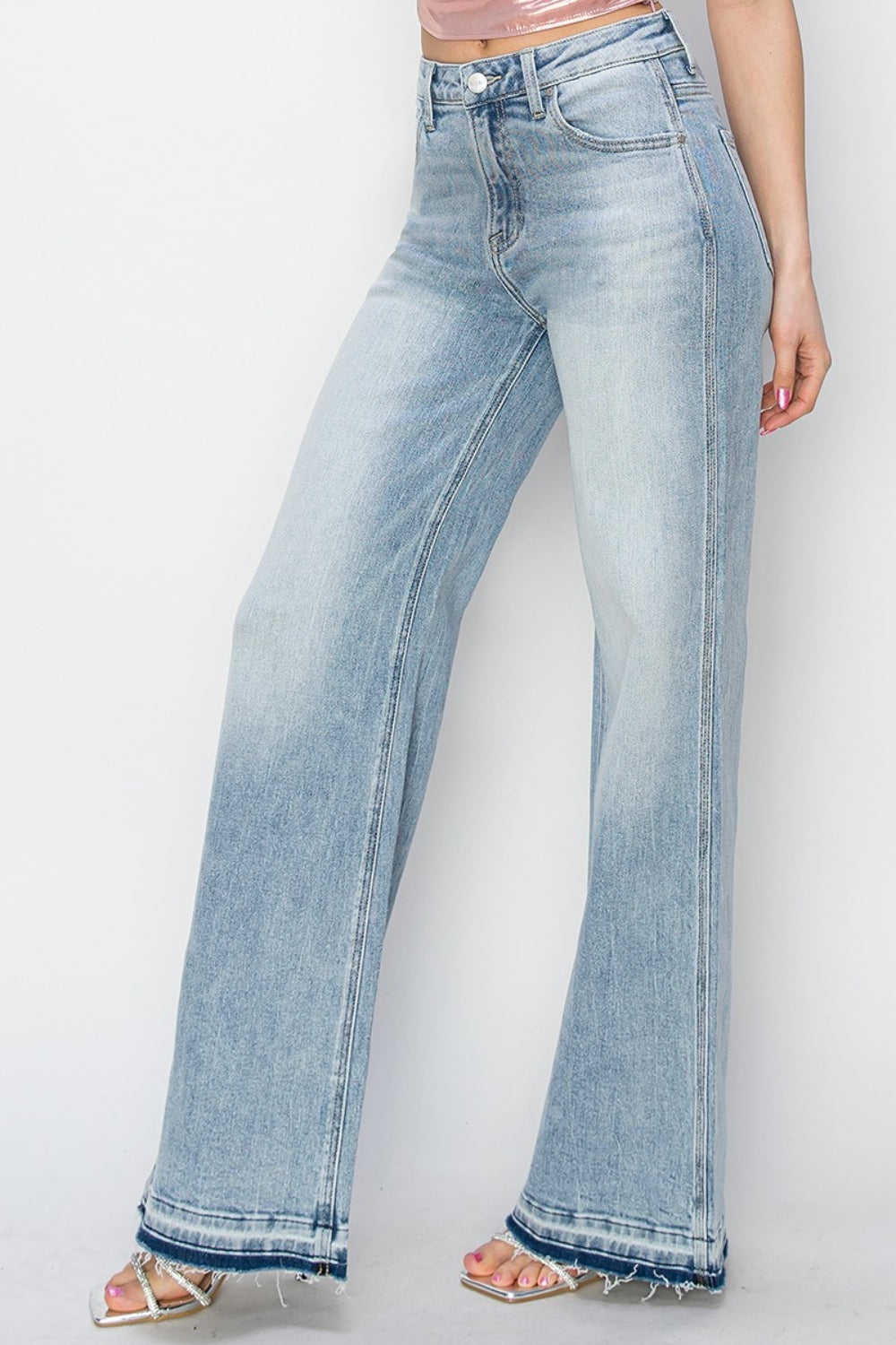 Risen High Rise Wide Leg Jeans