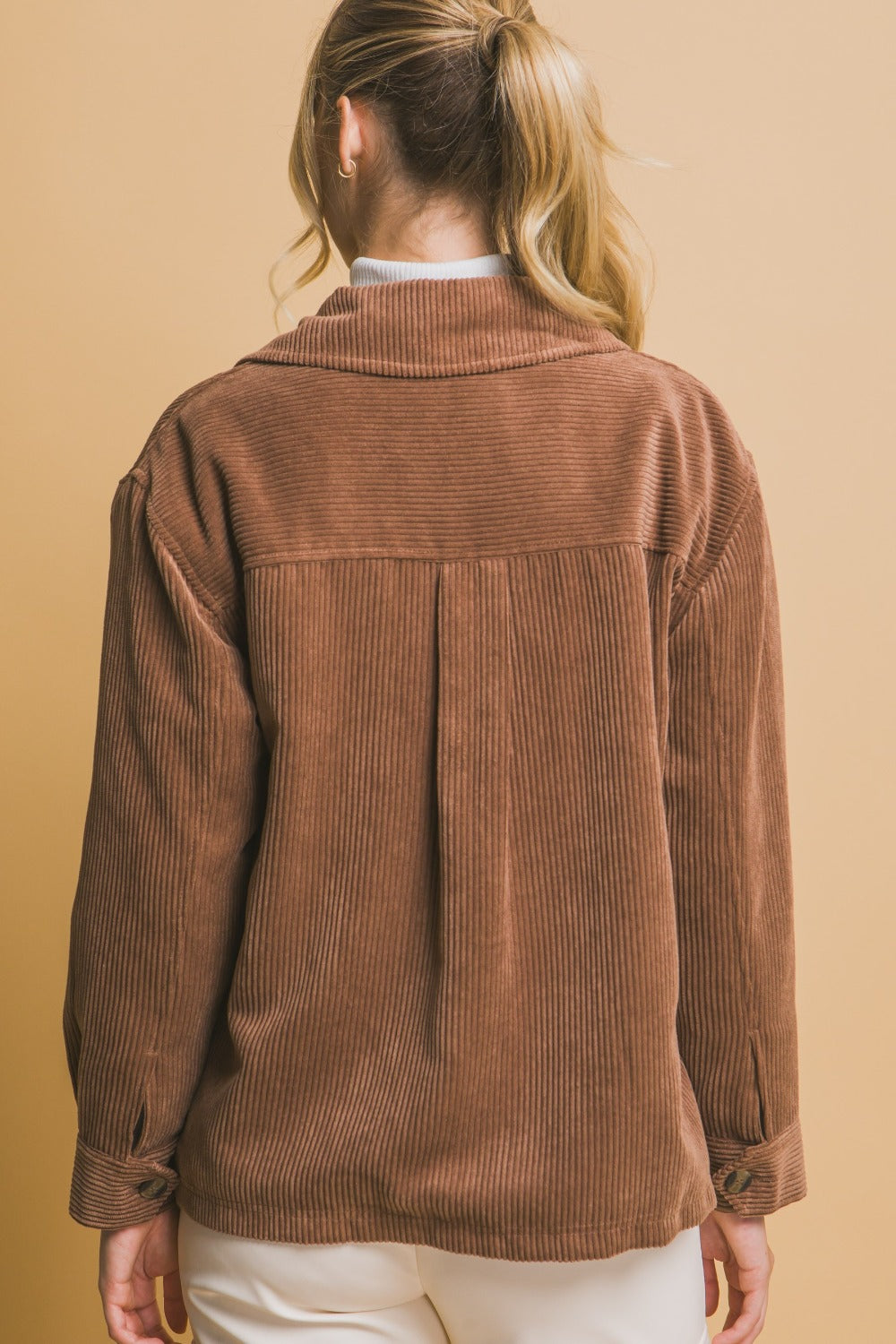 Love Tree Corduroy Button Up Sherpa Lined Jacket