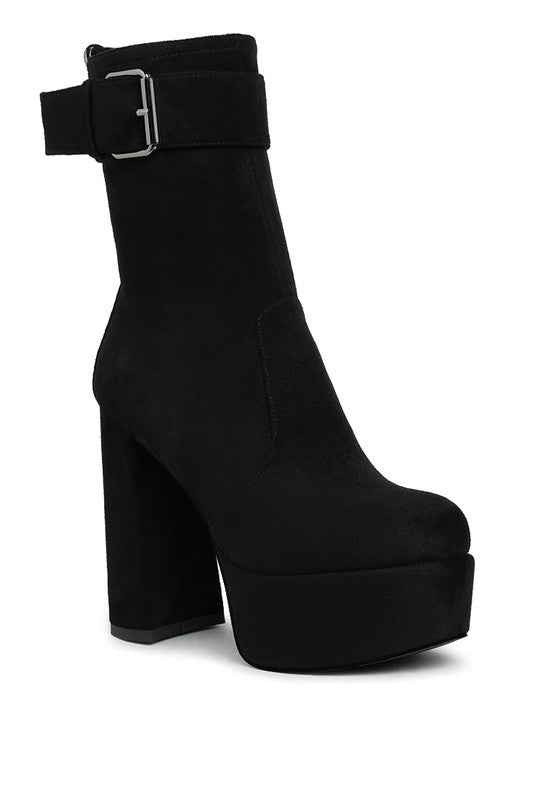 London Rag Wanderer Flared Block Heel Mid-Calf Boots