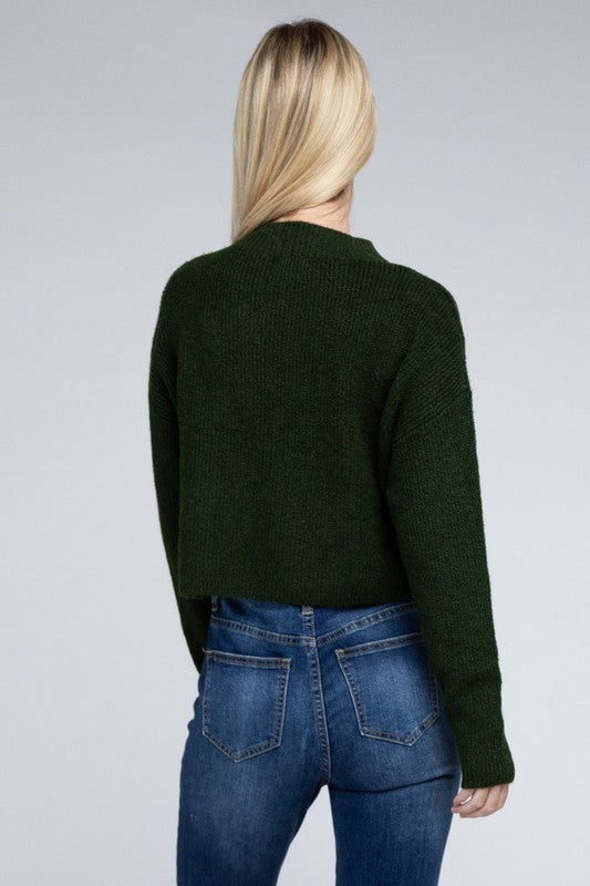 Cozy Cropped Mock Neck Pullover