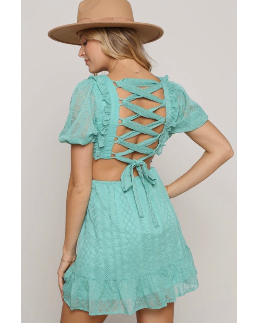 Peach Love California Lace-Up Cut-Out Mini Dress - Boho Soho