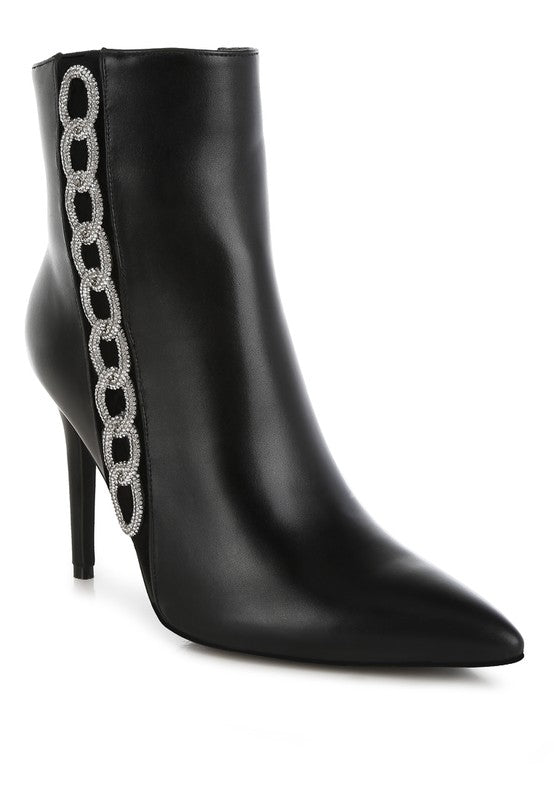 London Rag Kalina Rhinestones Chain Detail Boots