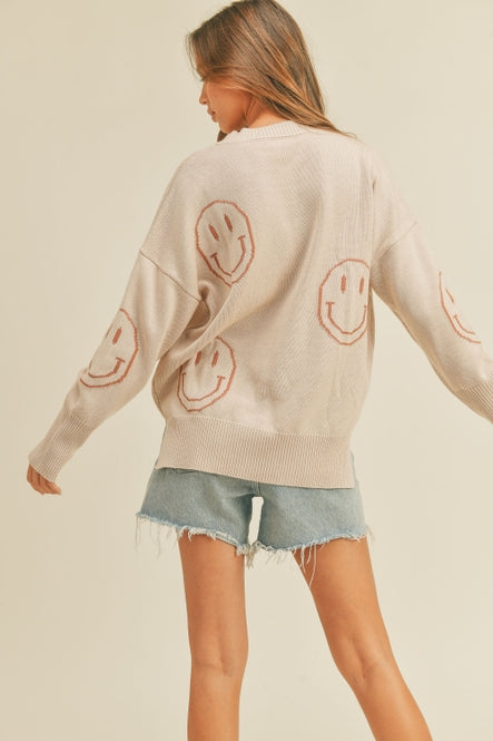 MIOU MUSE Smiley Patterned Sweater