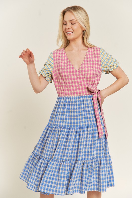 Jade by Jane COLORBLOCK GINGHAM DRESS