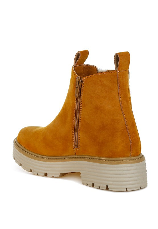 Rag Company Mothman Faux Fur Detail Chunky Ankle Boots