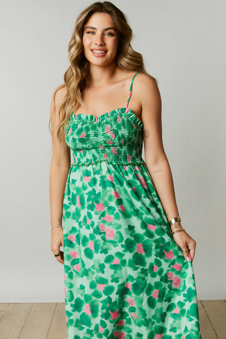 Peach Love California Floral Print Maxi Dress - Boho Soho