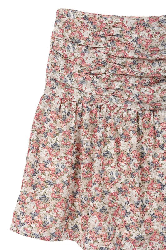 Shirred floral skirt - Boho Soho