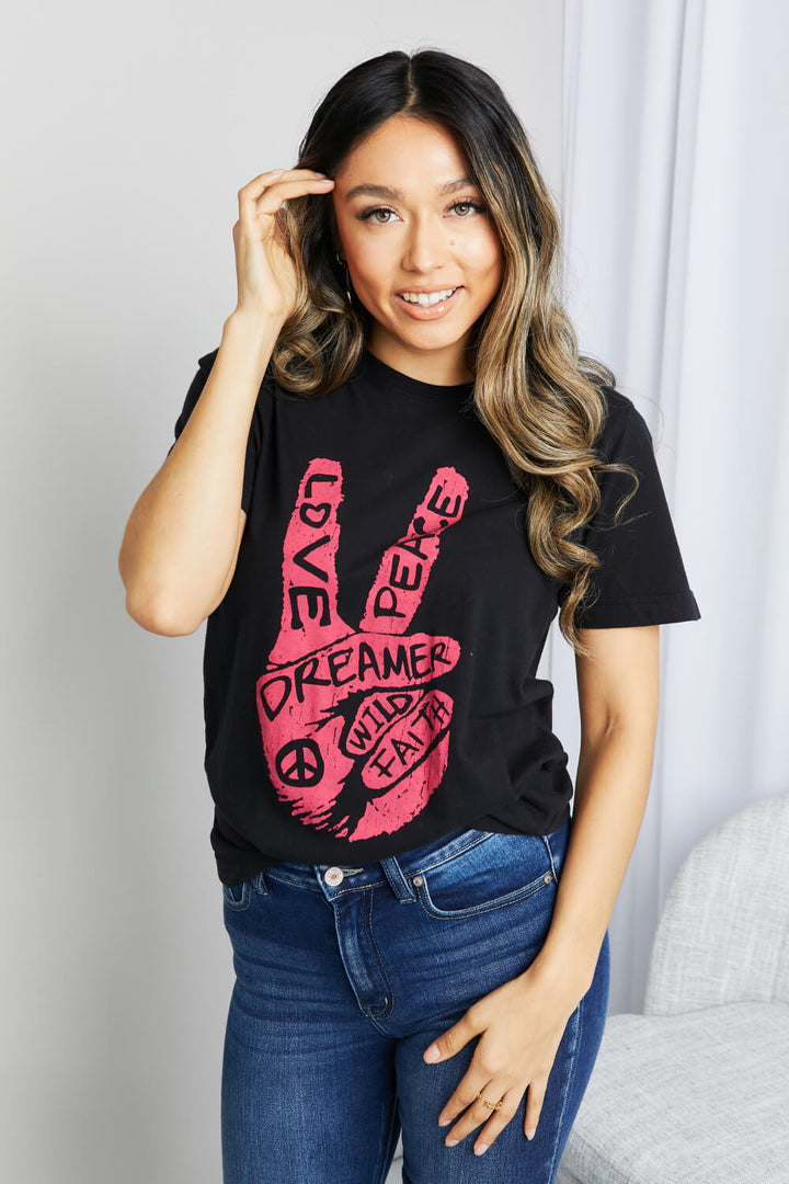 mineB Love Peace Dreamer Wild & Faith Graphic Tee