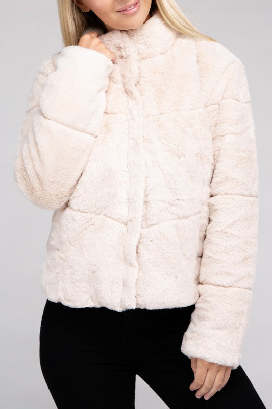 Ambiance Fluffy Zip-Up Jacket