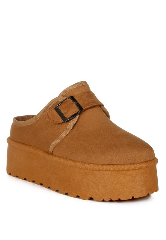 London Rag Mayfield Buckle Strap Fur Platform Classic Slip-On - Boho Soho