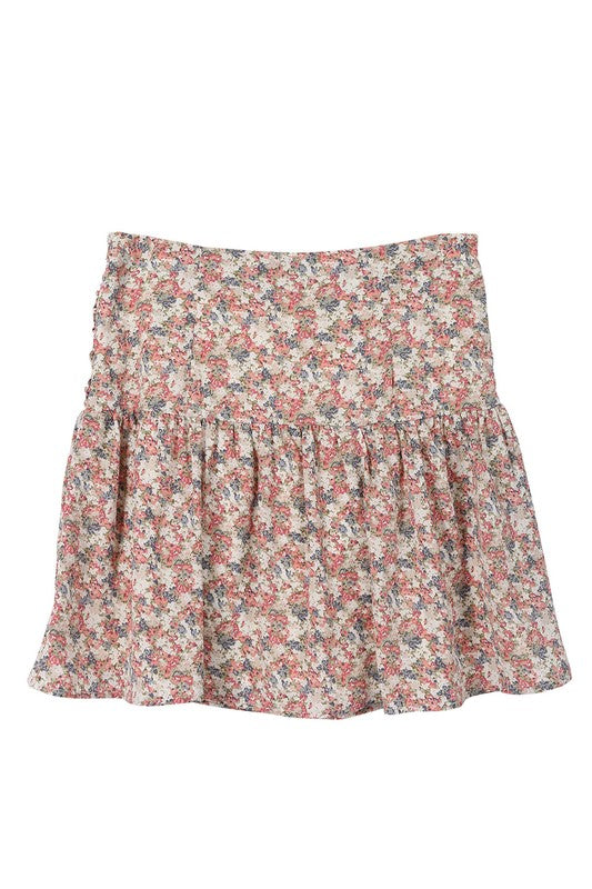 Shirred floral skirt - Boho Soho