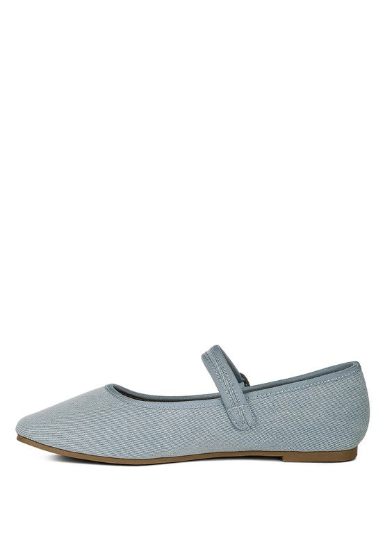 London Rag Iker Classic Denim Pin Buckle Ballerinas