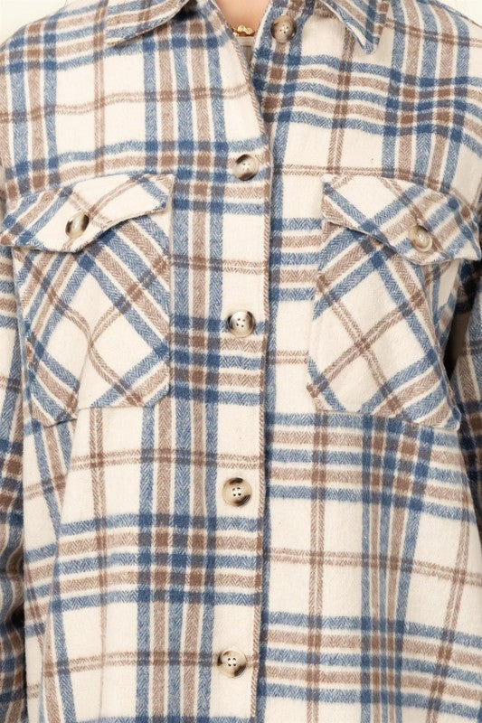 For Myself Checkered Print Button-Front Top