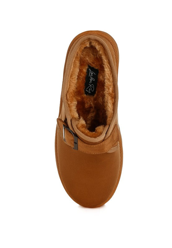 London Rag Mayfield Buckle Strap Fur Platform Classic Slip-On - Boho Soho