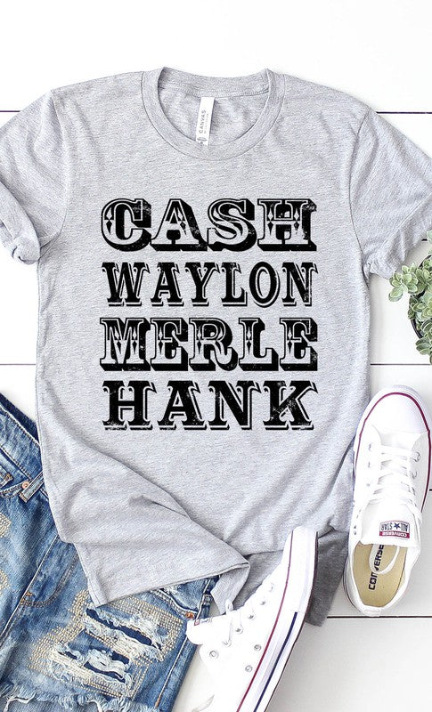 Retro Country Singer Cash Waylon Merle Hank Graphic Tee