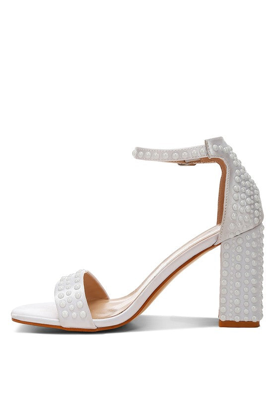 London Rag Klebba Pearls Embellished Satin Sandals