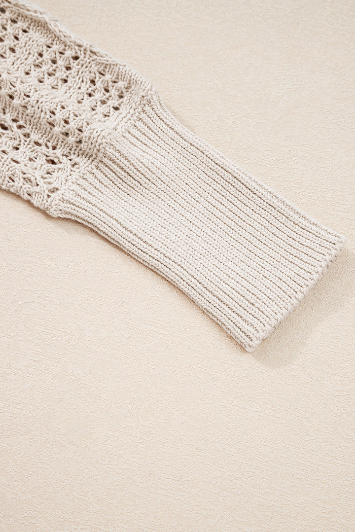 Jet Stream Mix Pattern Hollowed Knit Open Front Cardigan