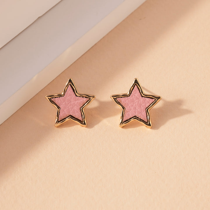 Colorful Leather Star Post Earrings