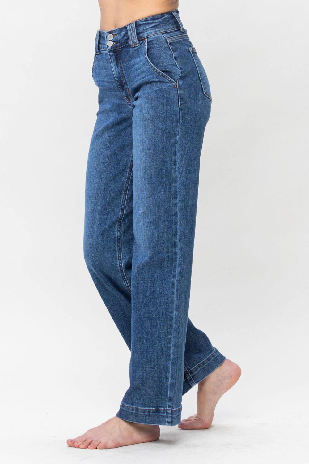 Judy Blue Double Button Wide Leg Jeans