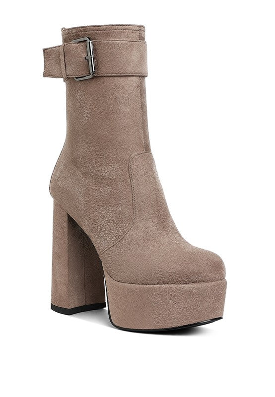 London Rag Wanderer Flared Block Heel Mid-Calf Boots