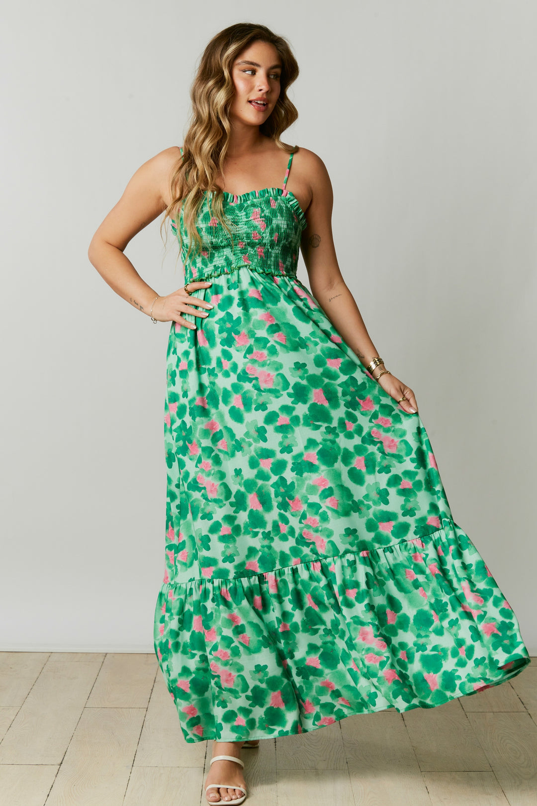 Peach Love California Floral Print Maxi Dress - Boho Soho