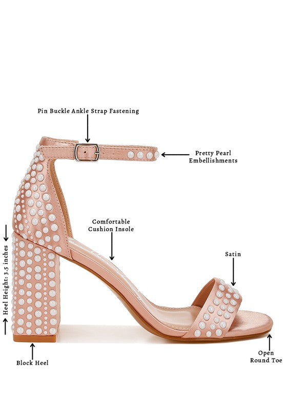 London Rag Klebba Pearls Embellished Satin Sandals