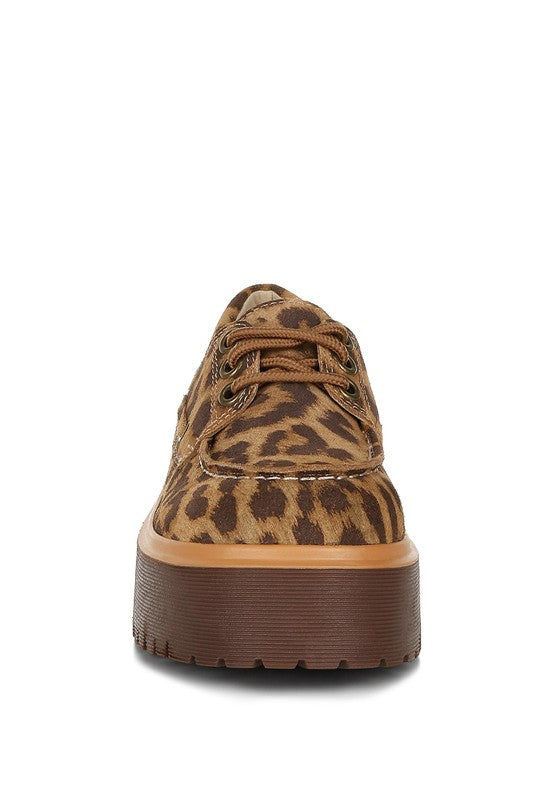 Rag & Co Onglur Leopard Print Suede Oxford Loafers