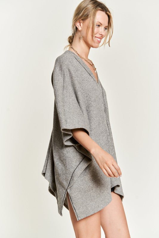 Jade by Jane VNECK Contrast Stitch PONCHO TOP