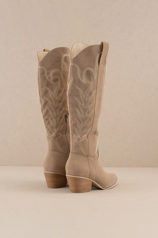 SAMARA WESTERN EMBROIDERED KNEE HIGH BOOTS