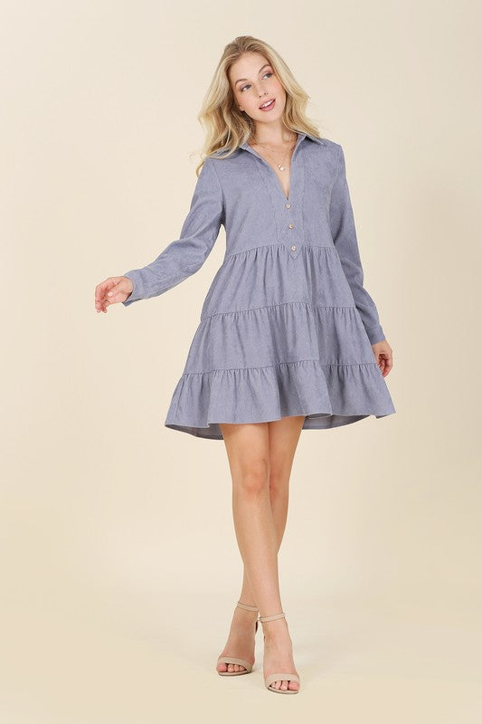 Lilou Corduroy tiered dress