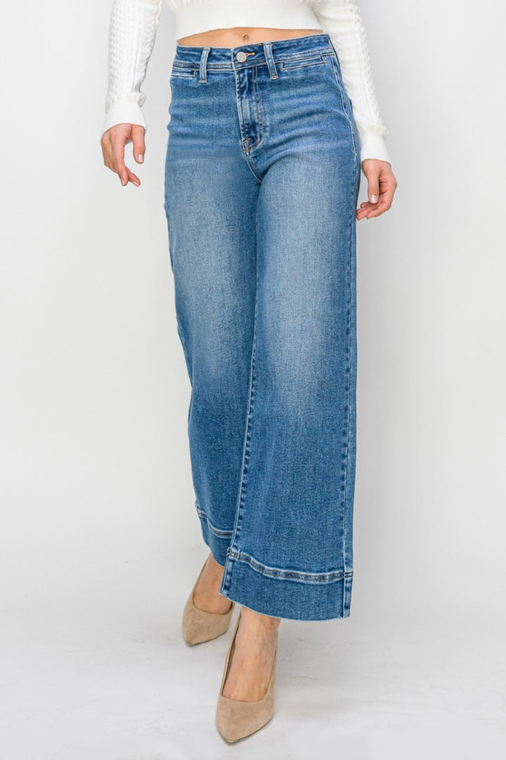 Risen High Rise Wide Leg Jeans