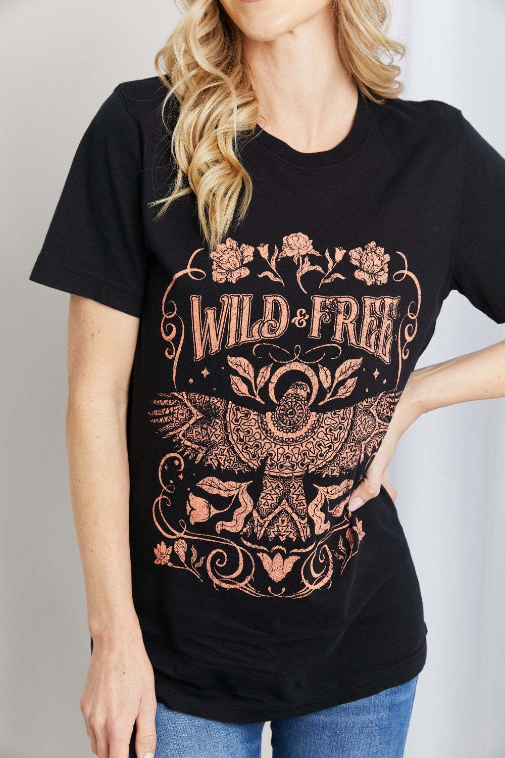 mineB WILD & FREE Graphic Round Neck Tee