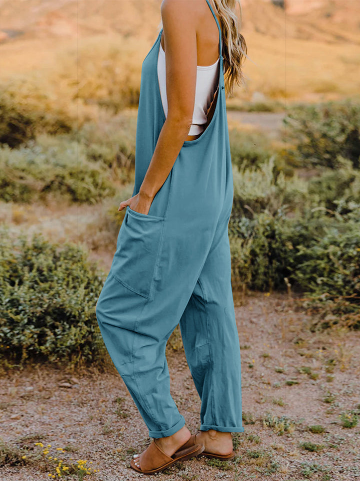 Double Take V-Neck Sleeveless Jumpsuit with Pockets