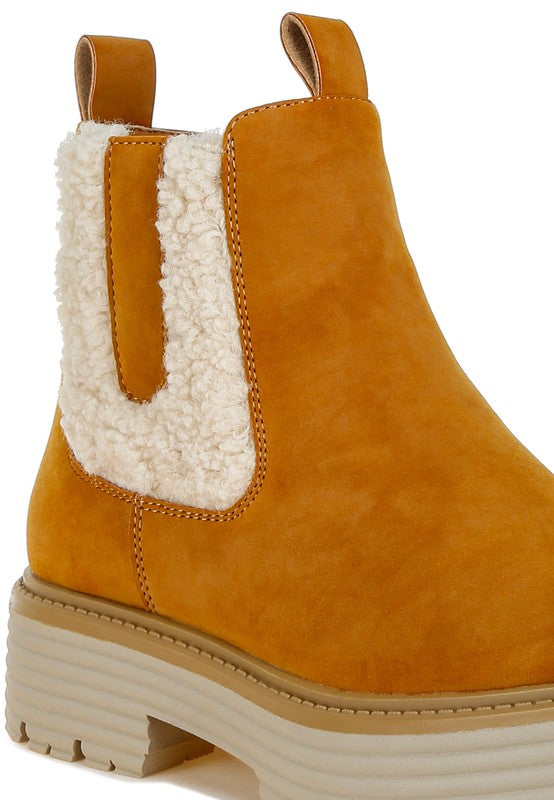 Rag Company Mothman Faux Fur Detail Chunky Ankle Boots