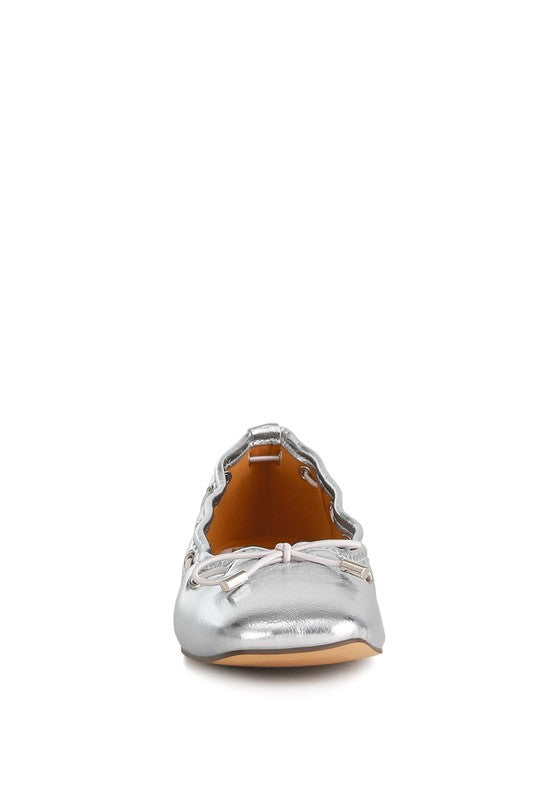 Rag & Co. Marlow Metallic Eyelet Detail Bow Ballerinas