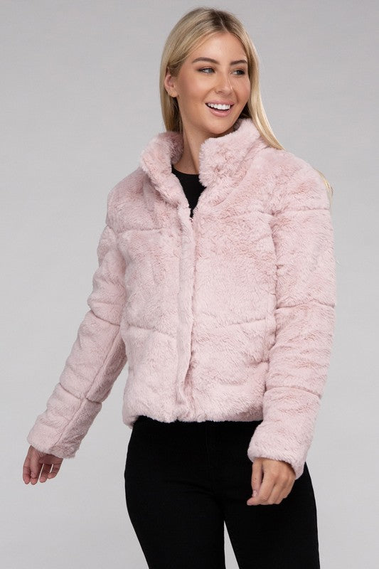 Ambiance Fluffy Zip-Up Jacket