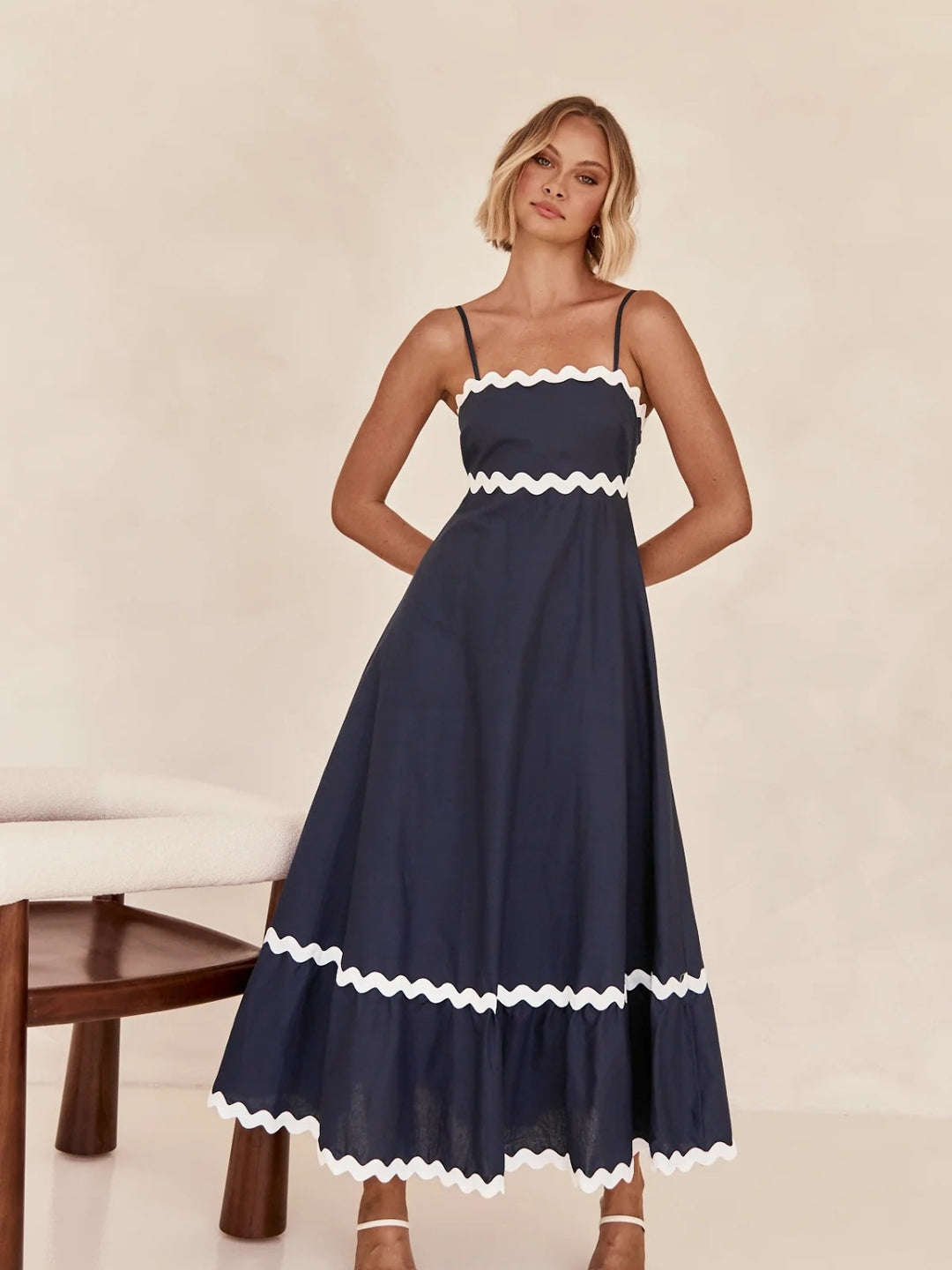 RicRac Spaghetti Strap Maxi Dress