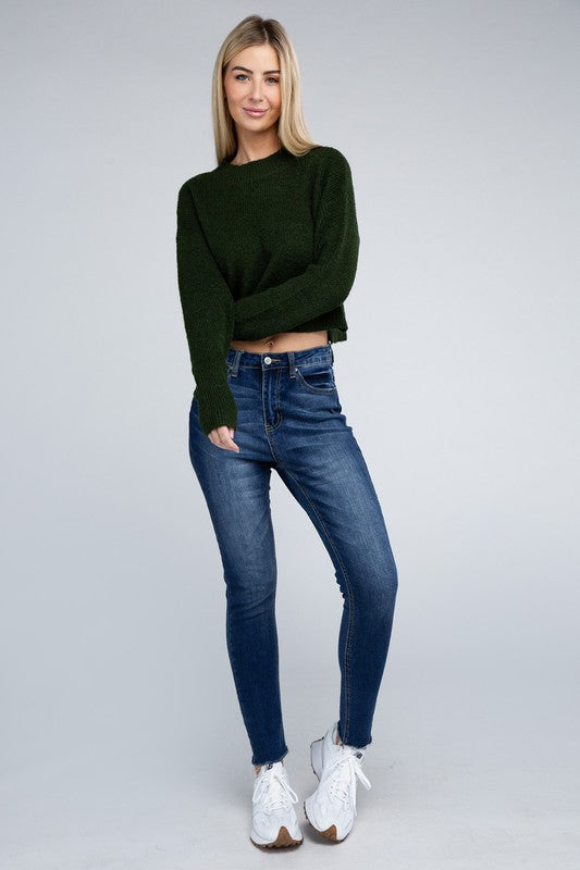 Cozy Cropped Mock Neck Pullover