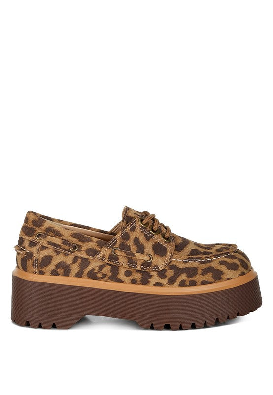 Rag & Co Onglur Leopard Print Suede Oxford Loafers