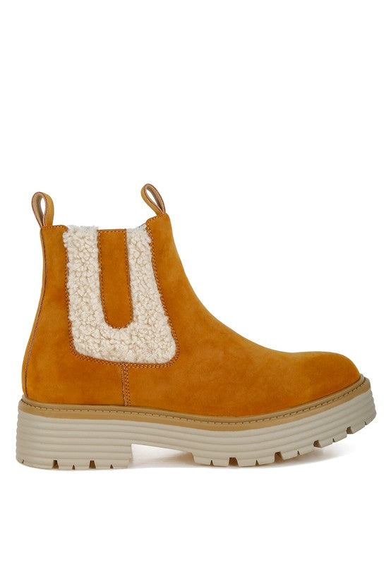 Rag Company Mothman Faux Fur Detail Chunky Ankle Boots