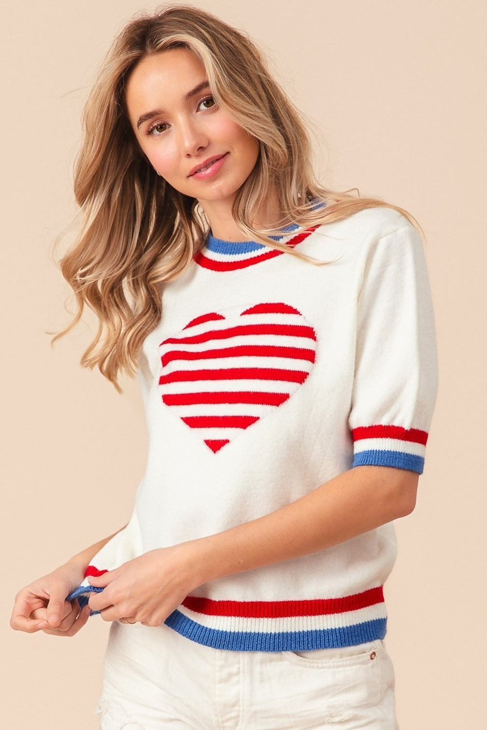 BiBi Striped Heart Sweater