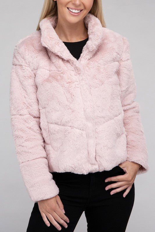 Ambiance Fluffy Zip-Up Jacket