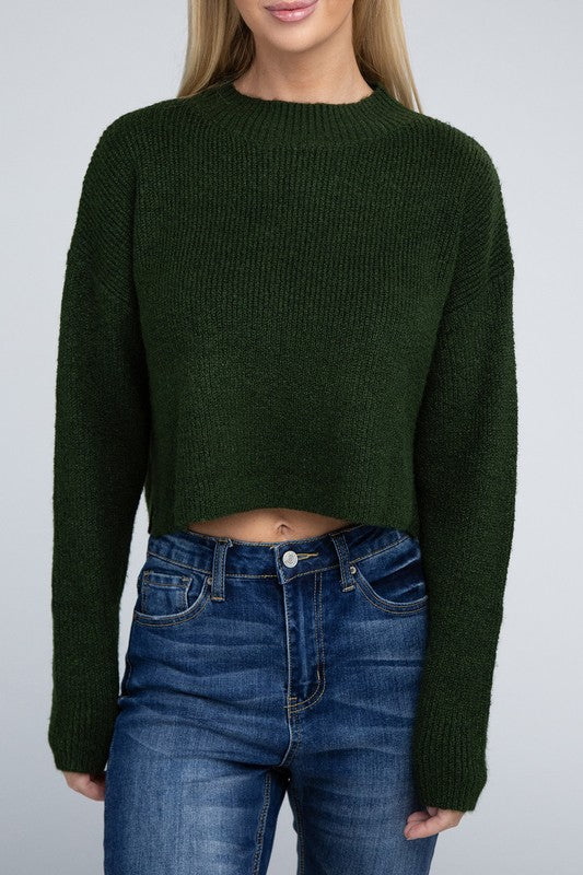 Cozy Cropped Mock Neck Pullover