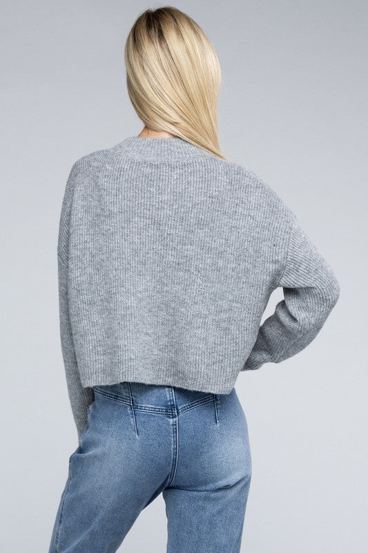 Cozy Cropped Mock Neck Pullover