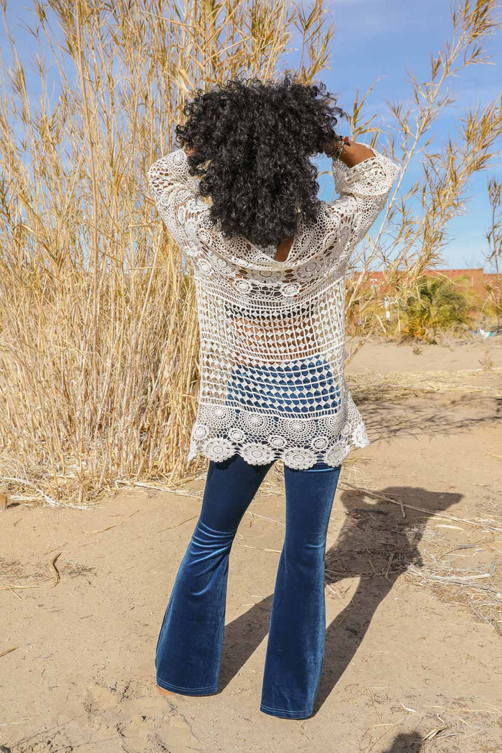 Boho Lace-Up Crochet Tunic