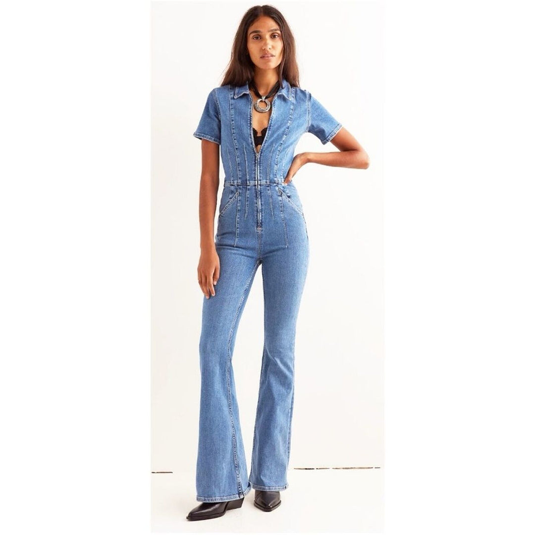 FREE PEOPLE JAYDE DENIM JUMPSUIT NWT IN STORES $158